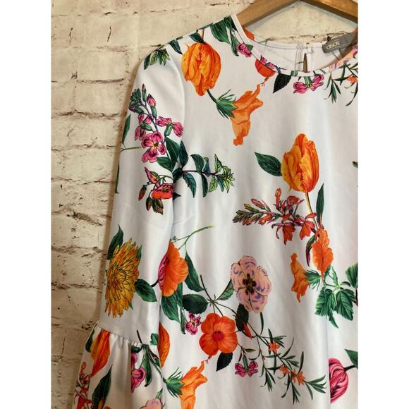 Asos Dress Womens 8 Shift Bright Florals Long Bell Sleeve Stretch Multicolor - Picture 6 of 16